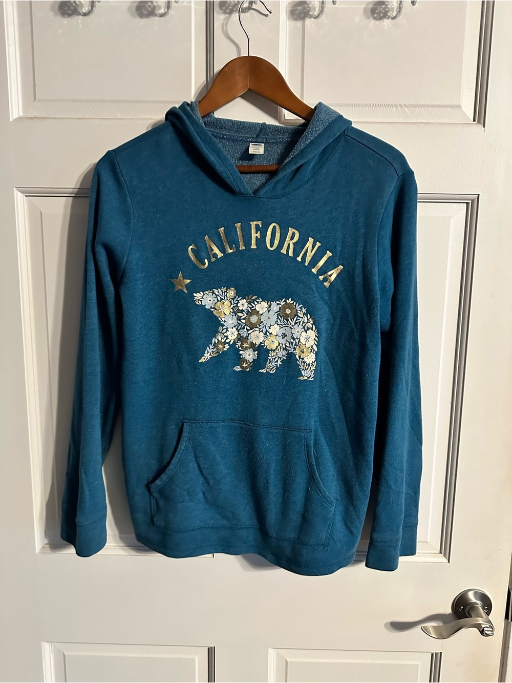 XXL Women’s Old Navy Teal California Floral Bear Hoodie